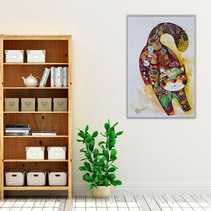 Coffee Cat 4 - Canvas Print Wall Art