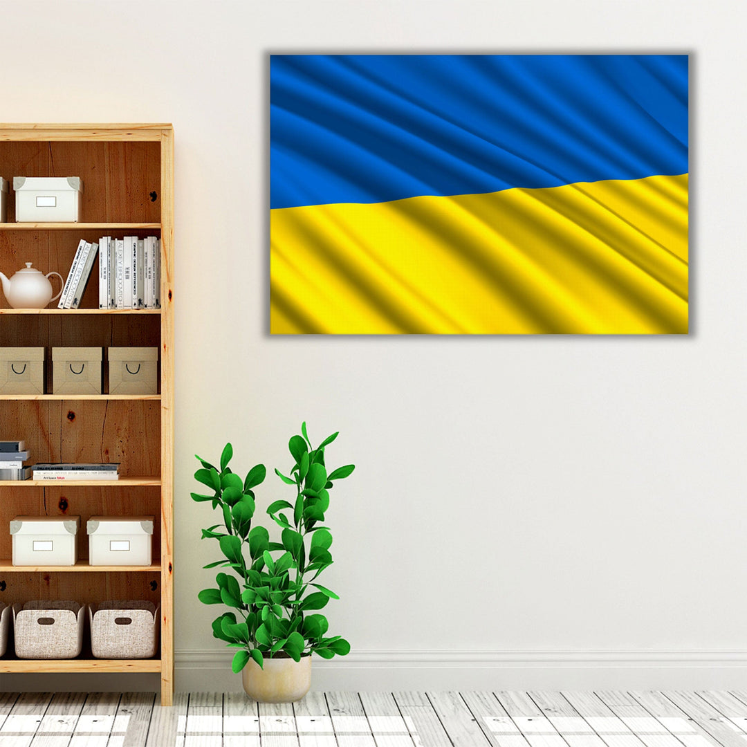 Ukraine Flag Waving - Canvas Print Wall Art