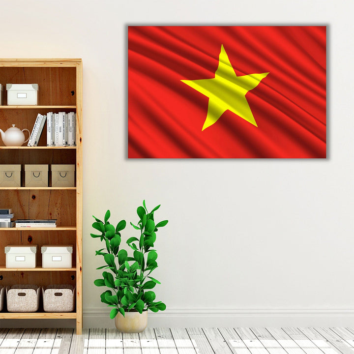 Vietnam Flag Waving - Canvas Print Wall Art