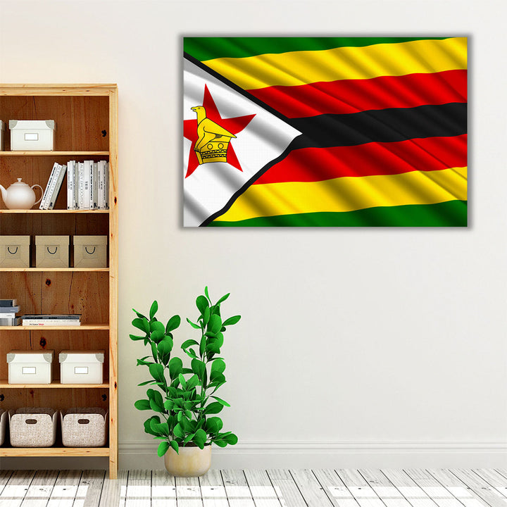 Zimbabwe Flag Waving - Canvas Print Wall Art