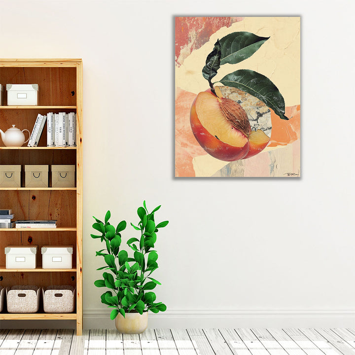 orange and green kitchen art – peach illustration