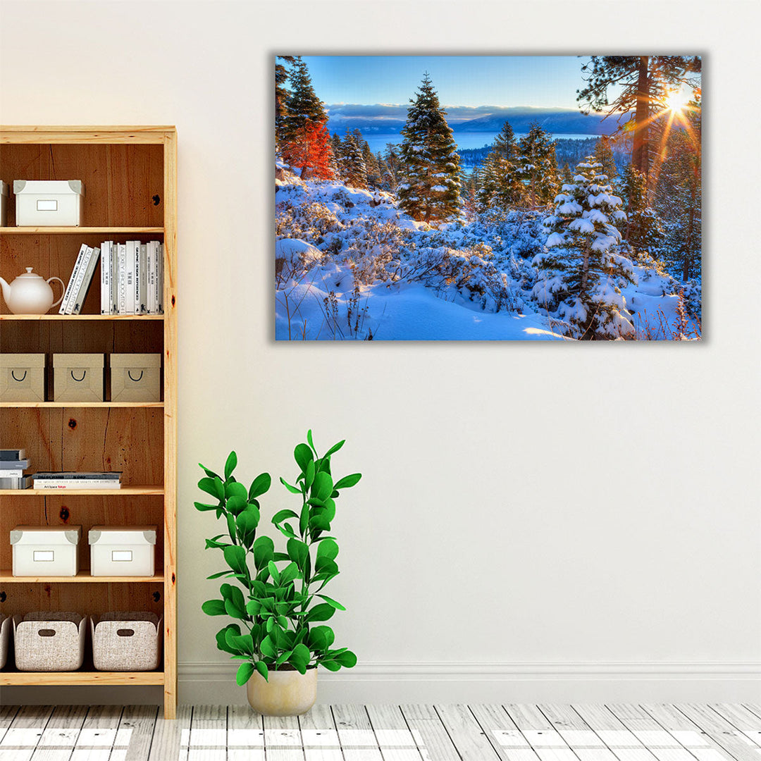 Sunrises over Lake Tahoe in California - Canvas Print Wall Art