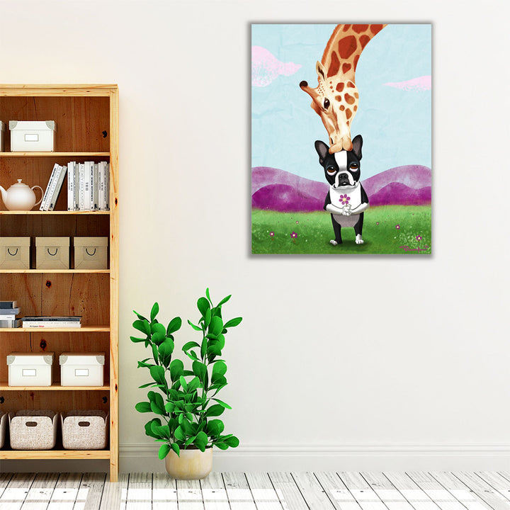 Giraffe Kisses - Canvas Print Wall Art