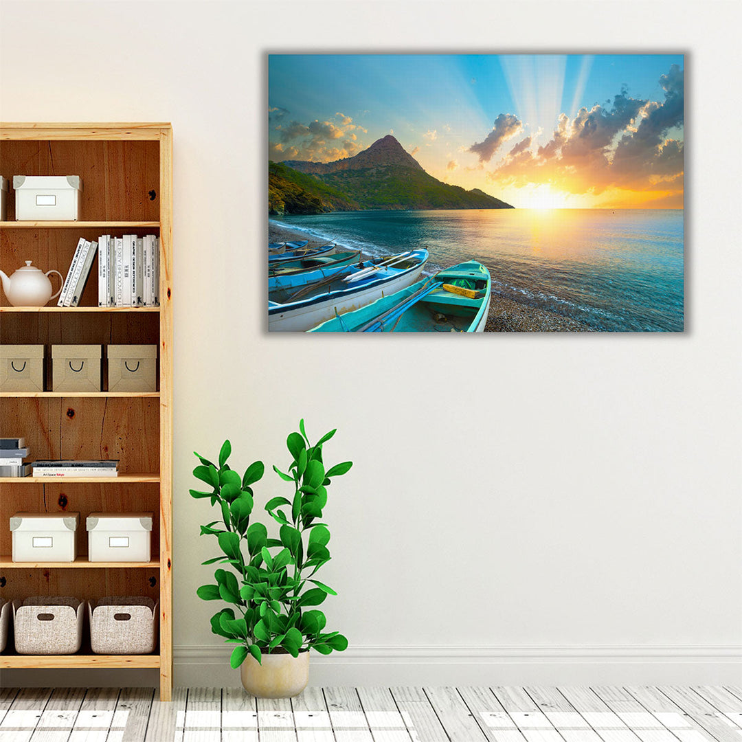 Sunset View On The Mediterranean Beach, Adrasan,  Antalya City - Canvas Print Wall Art