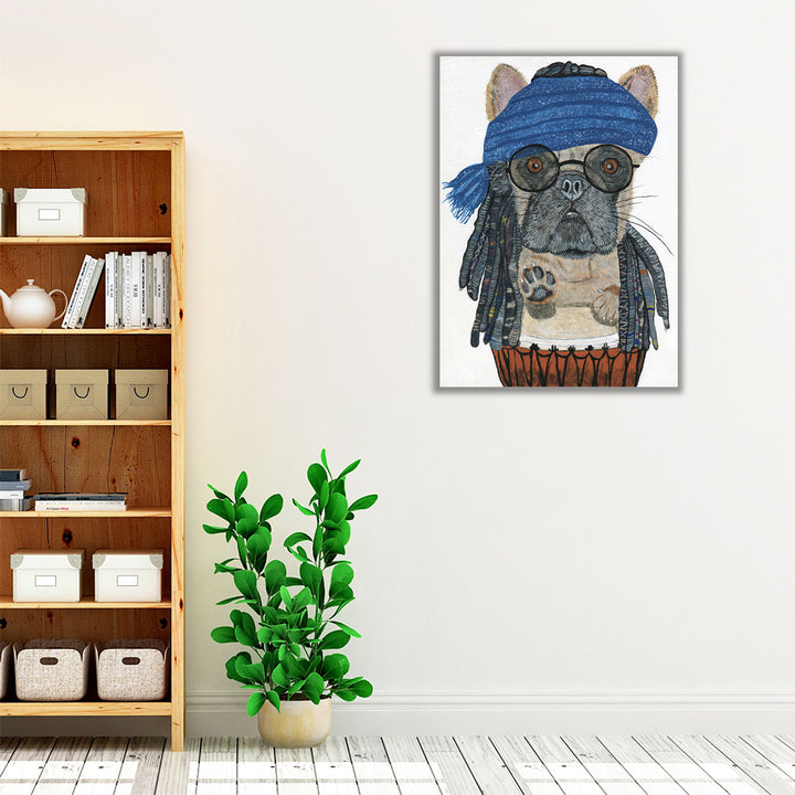 Hippie Frenchie - Canvas Print Wall Art