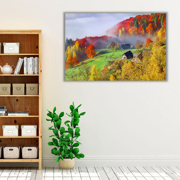 Colorful Autumn Landscape in The Carpathian Mountains - Canvas Print Wall Art