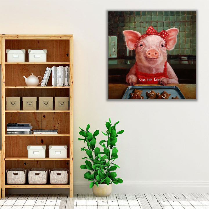 Gingerbread Pigs - Canvas Print Wall Art