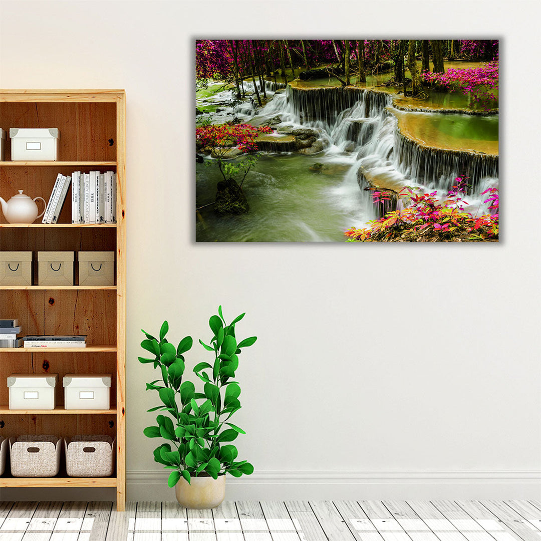 Huay Mae Khamin Waterfall in Tropical Forest, Thailand - Canvas Print Wall Art