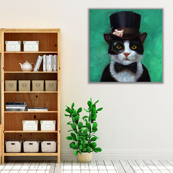 Tuxedo Cat Black And White - Canvas Print Wall Art