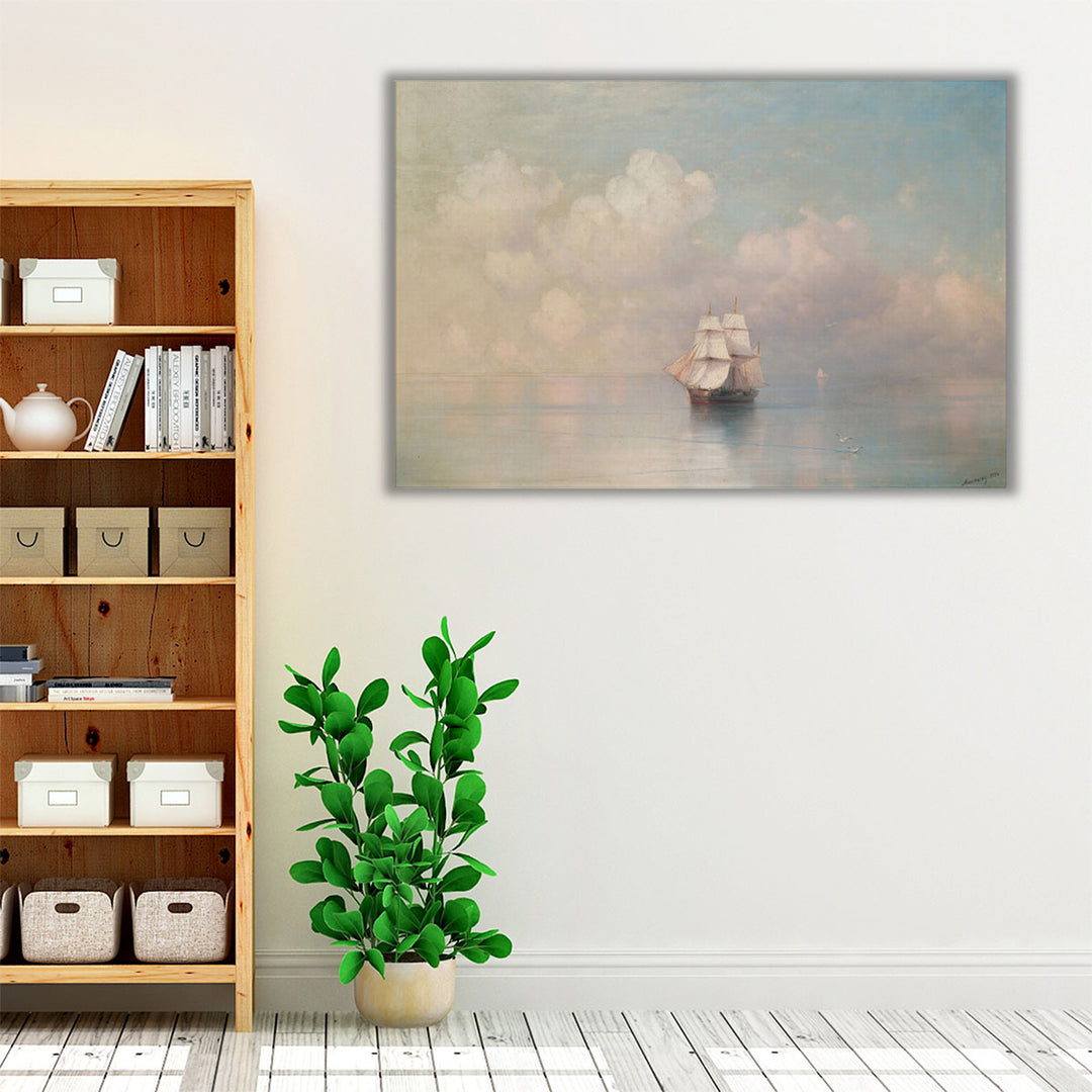 Hallway ocean impressionist art neutral decor