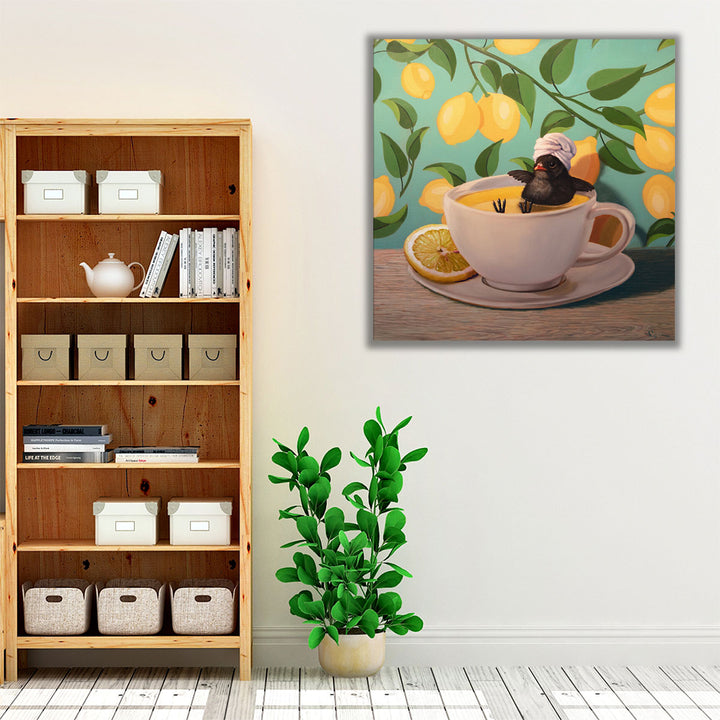 neutral kitchen canvas bird décor