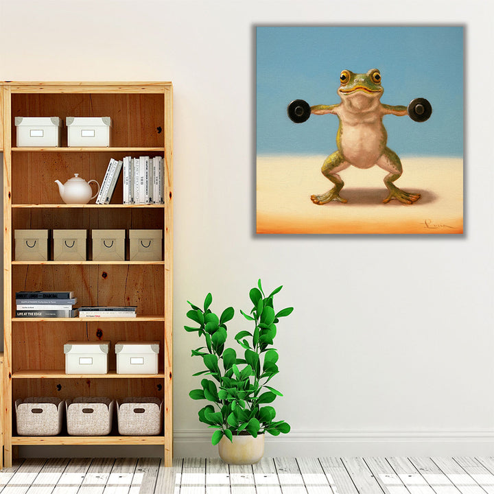 Gym Frog Dumbell Lateral Raise - Canvas Print Wall Art