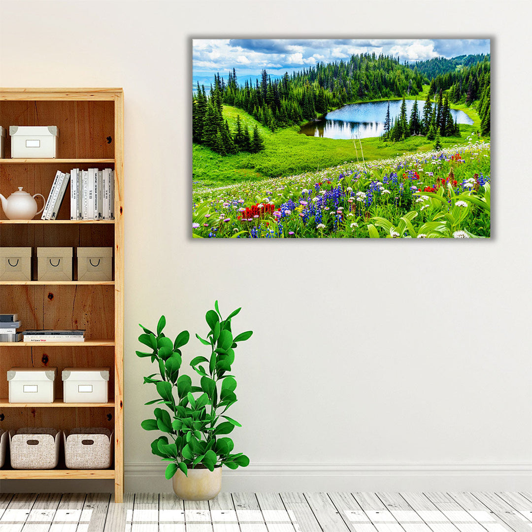 Tod Lake Through The Alpine Meadows, British Columbia - Canvas Print Wall Art