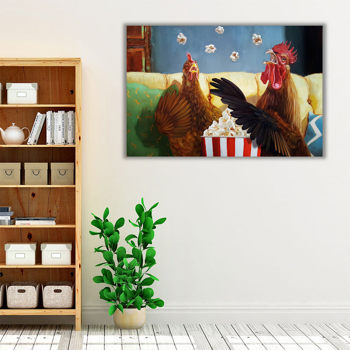 Popcorn Chickens - Canvas Print Wall Art