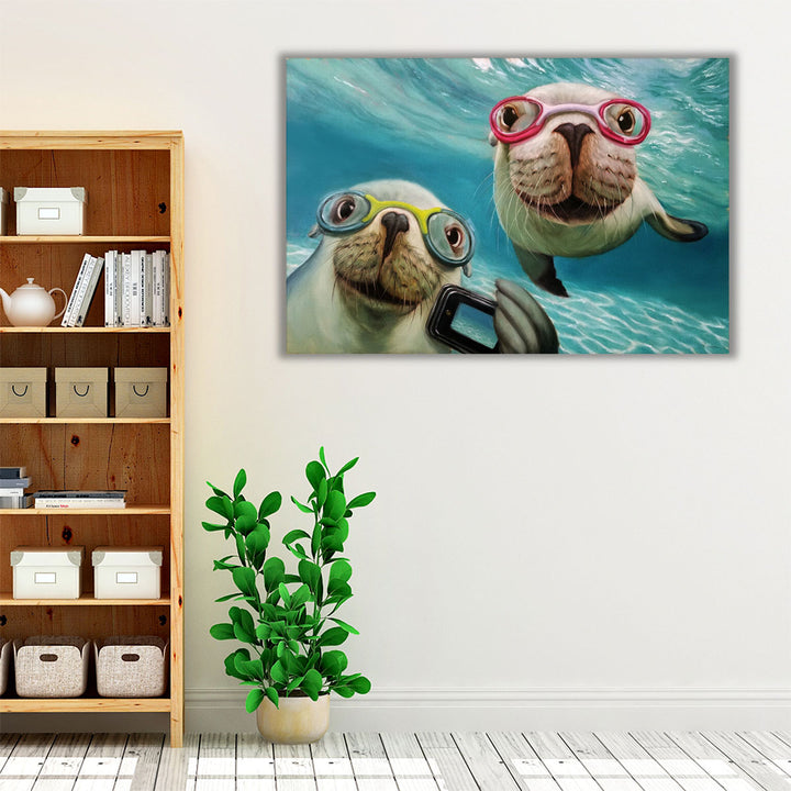 Underwater Selfie- Canvas Print Wall Art