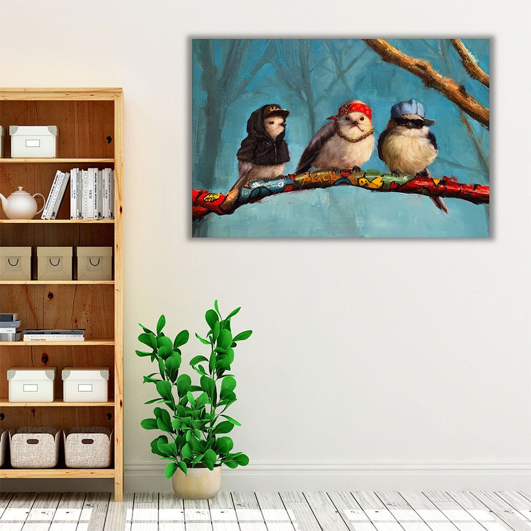 Birdz In Da Hood - Canvas Print Wall Art