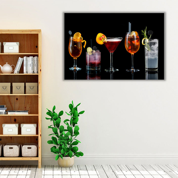 Selection of Cocktails Kitchen, Restaurant and Bar Decor - Canvas Print Wall Art