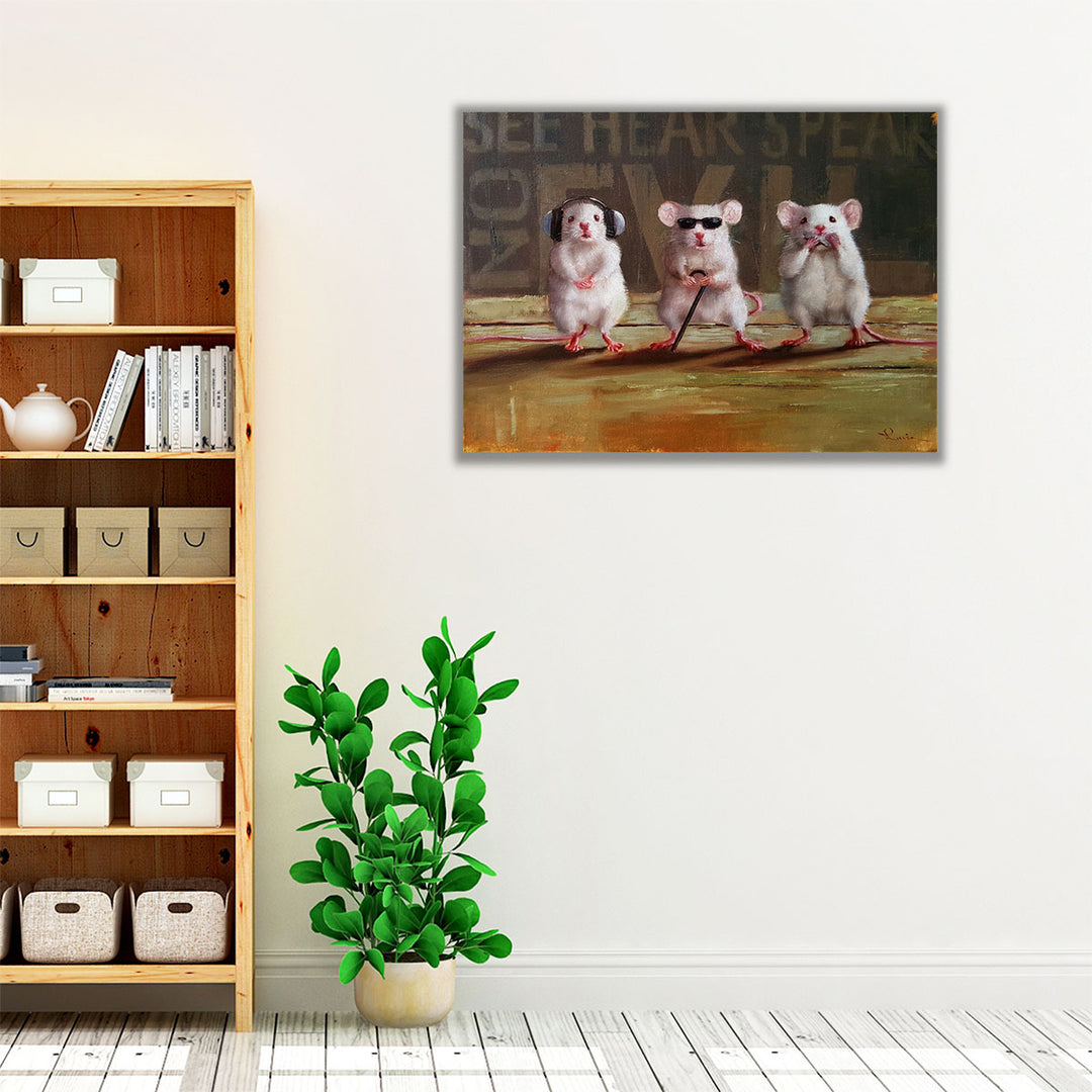 Three Wise Mice - Canvas Print Wall Art
