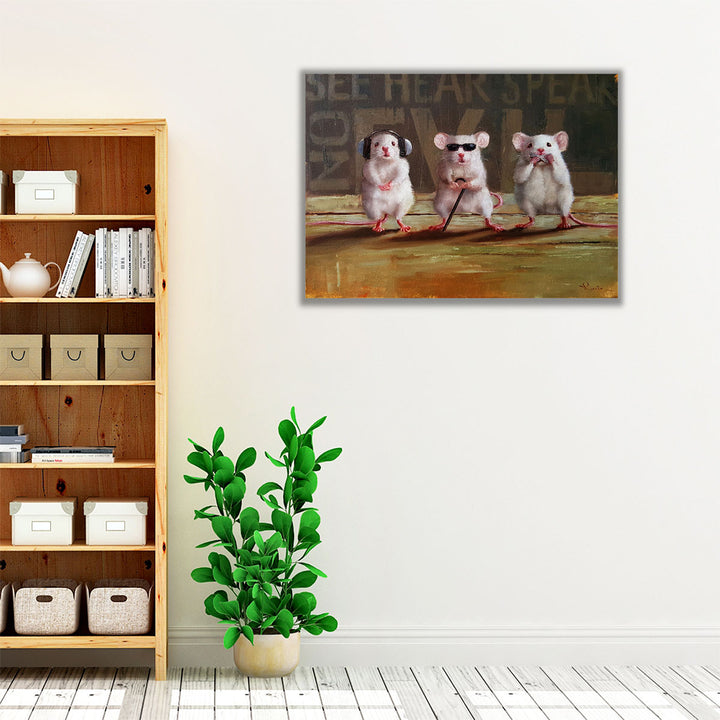 Three Wise Mice - Canvas Print Wall Art