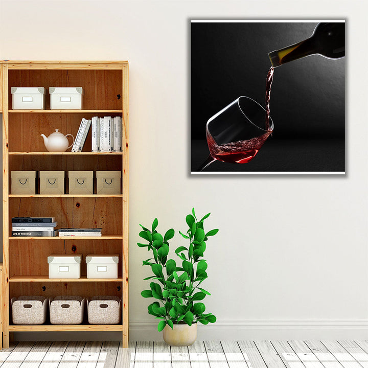 Wine On Black Background - Canvas Print Wall Art