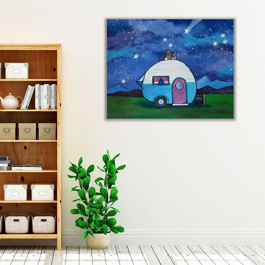 Dreamlike blue and green art for children's room