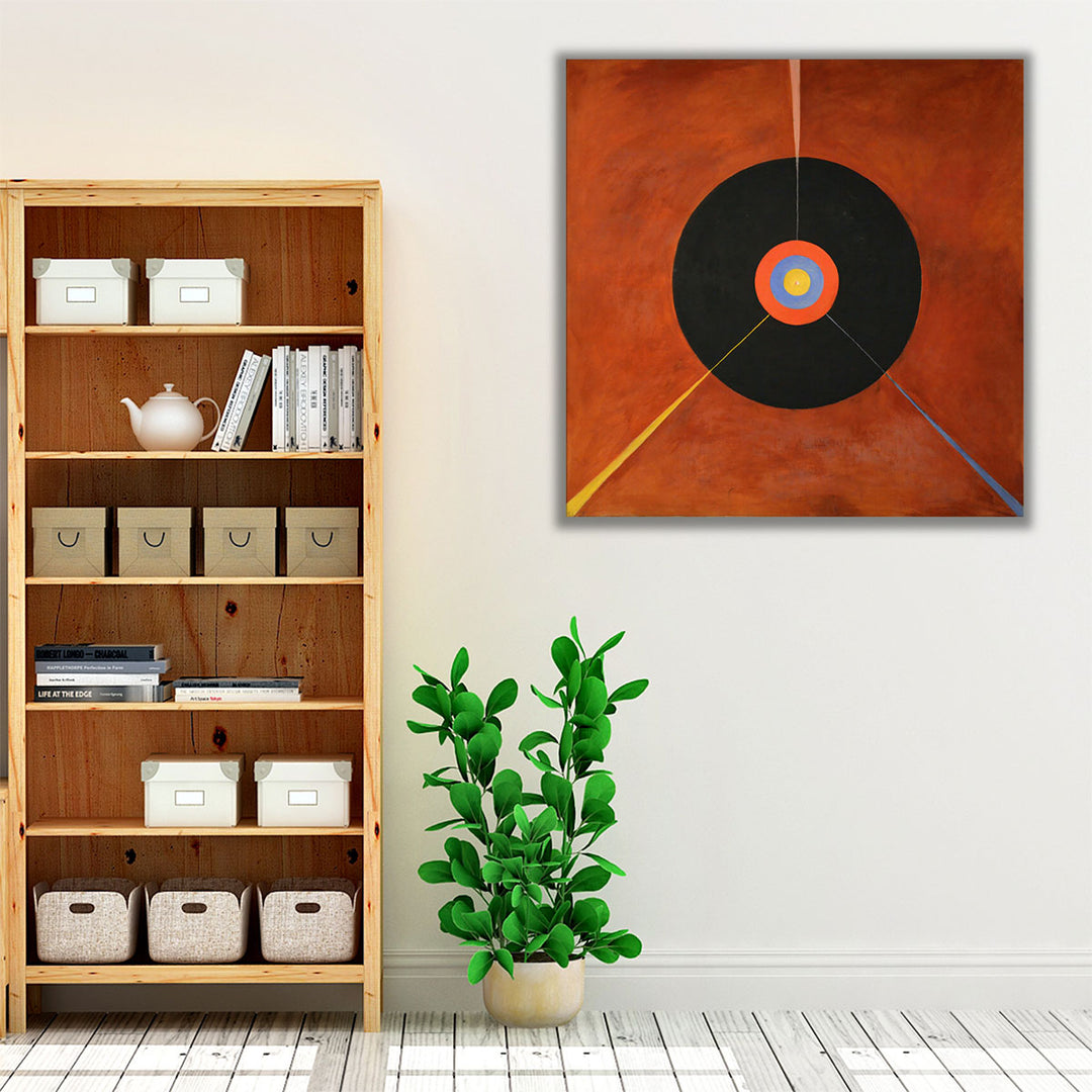 espresso framed canvas circle art detail