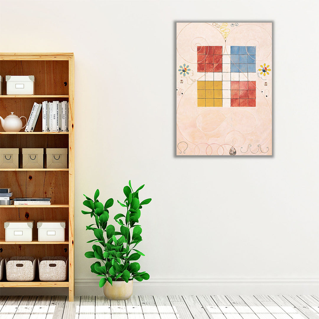 hallway wall decor – neutral and colorful geometry