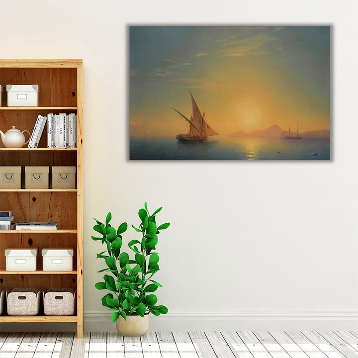 contemporary coastal art – neutral and orange tones