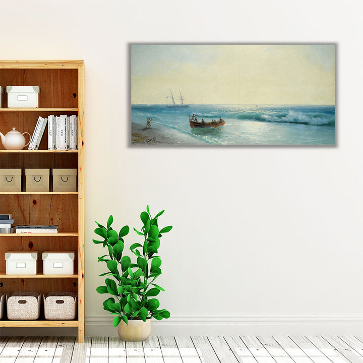 modern seaside print – serene sailboat display
