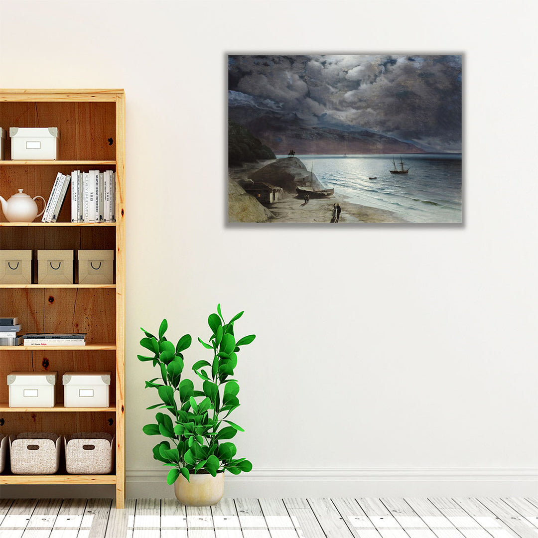 Modern hallway oceanic art wrapped canvas