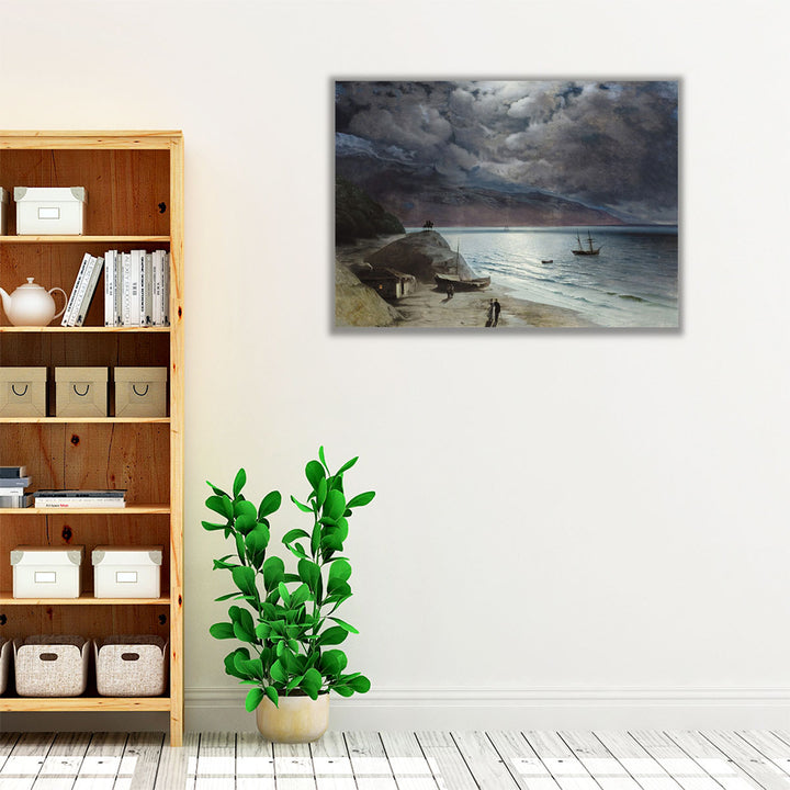 Modern hallway oceanic art wrapped canvas