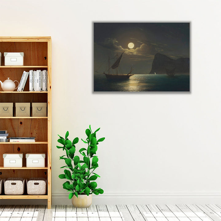 Framed coastal hallway print neutral tones