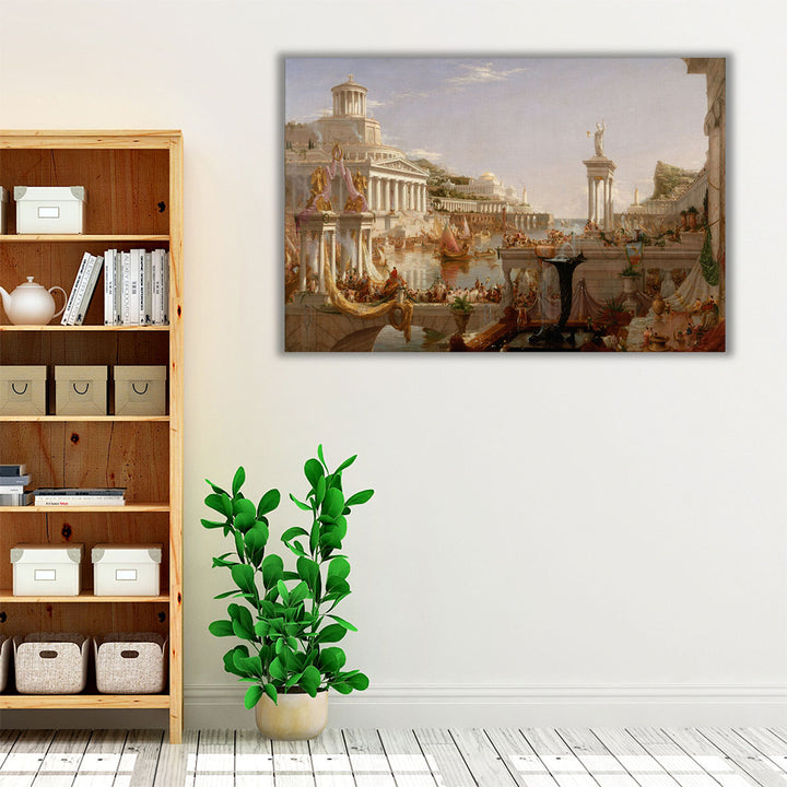 Neutral bedroom framed architectural art
