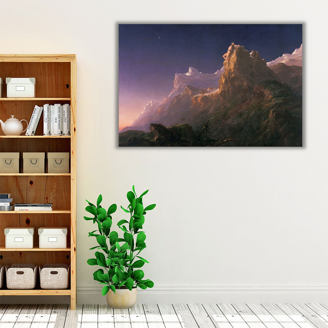 Framed canvas alpine scenic entryway décor