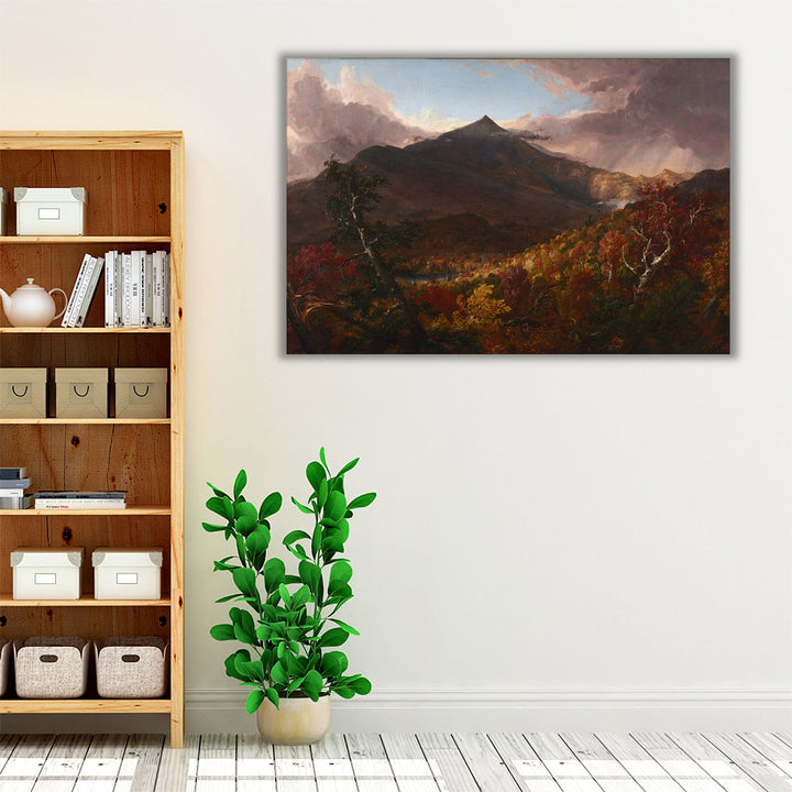 Neutral living room wrapped canvas art centerpiece