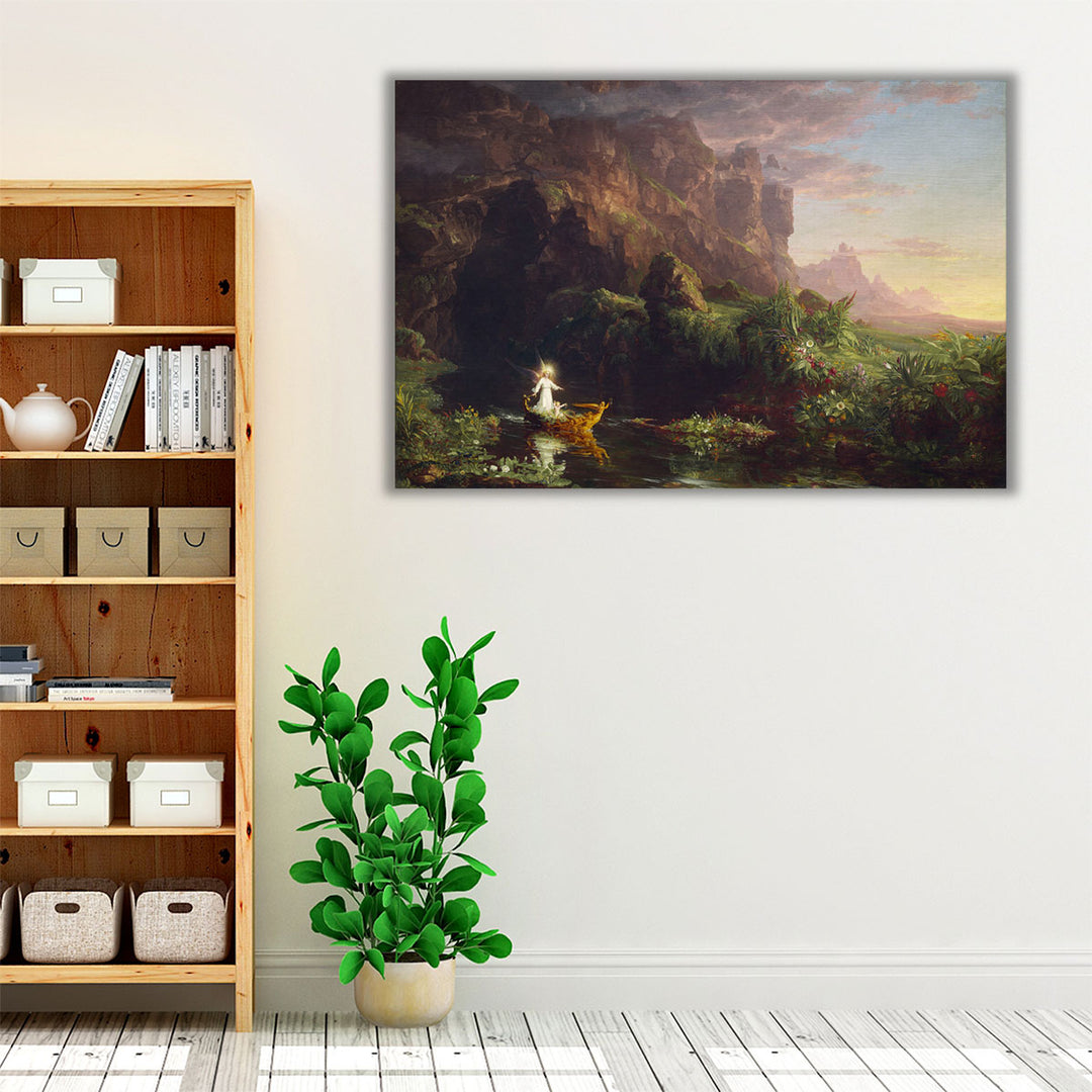 Bedroom Wrapped Canvas neutral leafy décor centerpiece