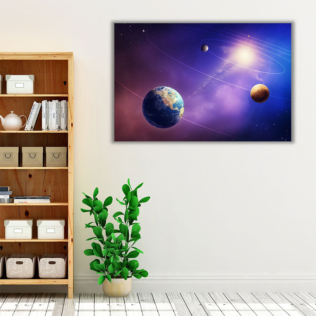 Inner Four Solar System Planets - Canvas Print Wall Art