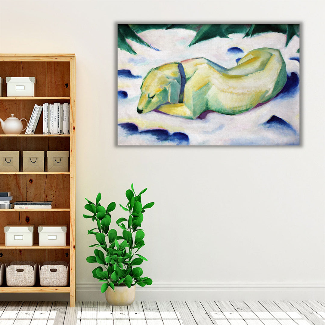 Living room wrapped canvas dog art