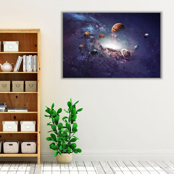 Planets of the Solar System and Black Hole - Canvas Print Wall Art