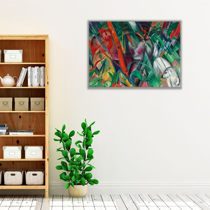 Bold hallway wall art in abstract cubism style