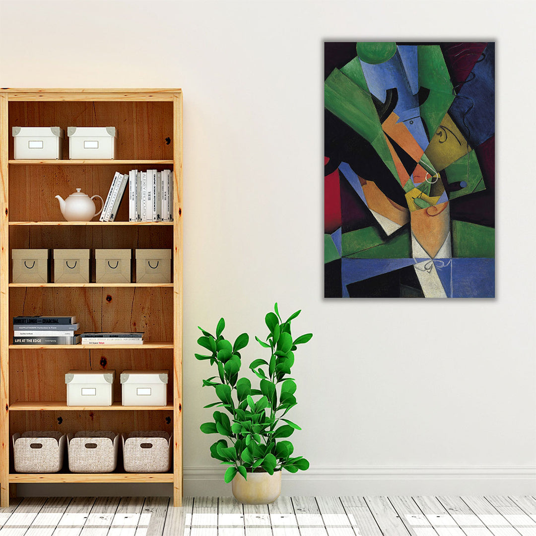 Hallway green blue black canvas decor