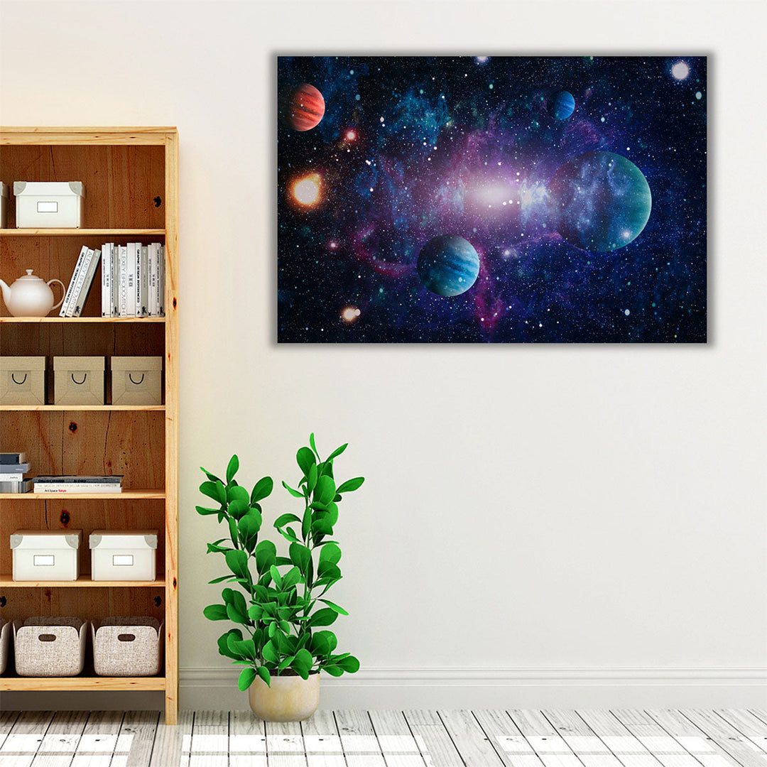 Planets, Stars and Galaxies in Outer Space - Canvas Print Wall Art