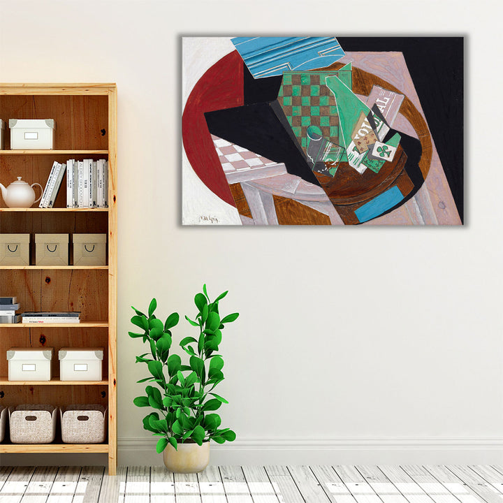 Bold geometric wall art for contemporary living room