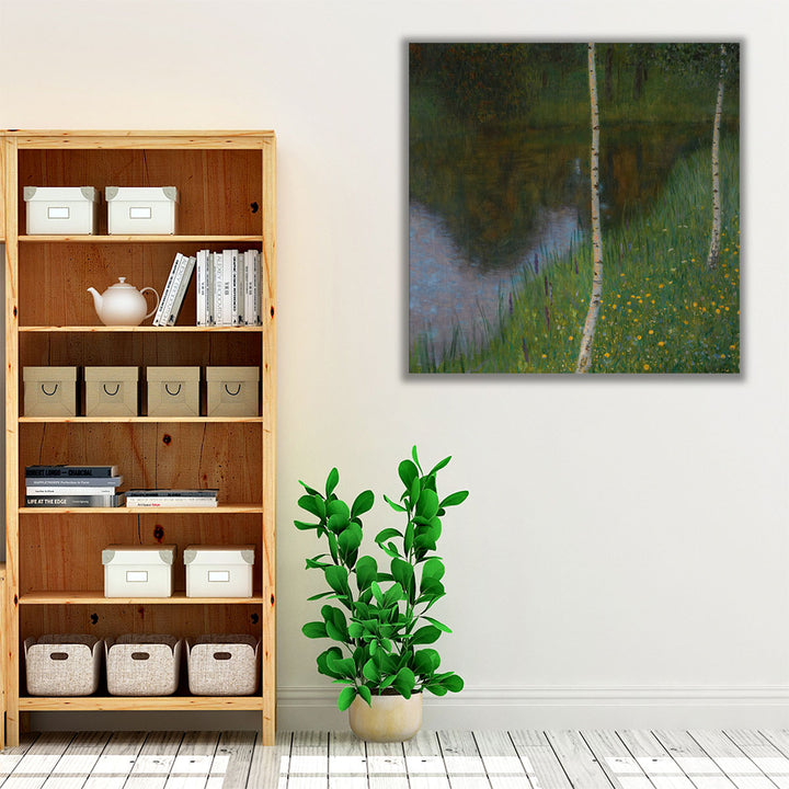 Lakeshore With Birches - Canvas Print Wall Art