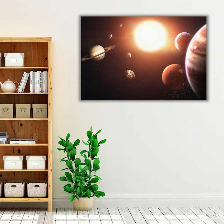 Solar System Planets, Earth, Mars, Jupiter and Others - Canvas Print Wall Art