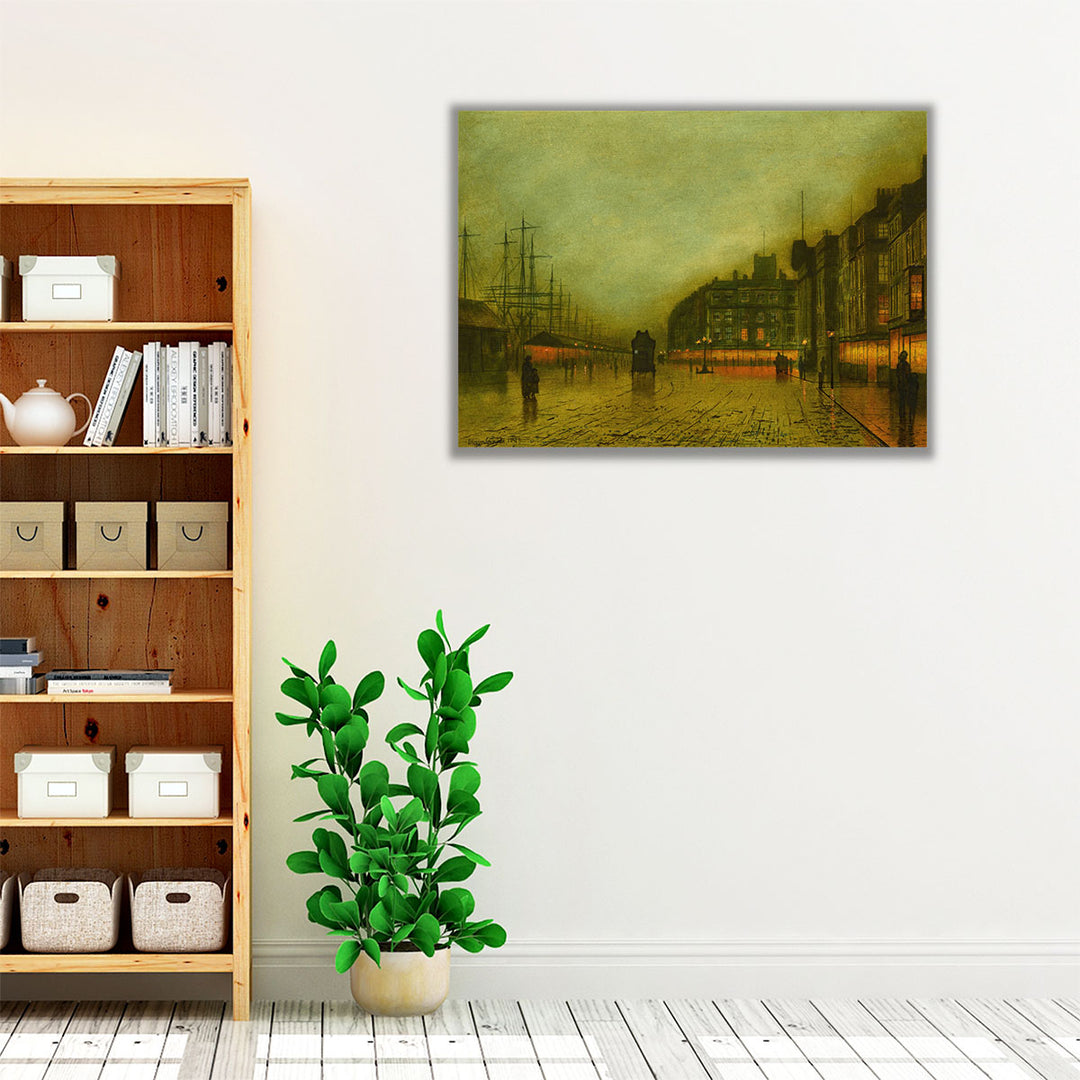 Peaceful architecture wall art in green and neutral tones