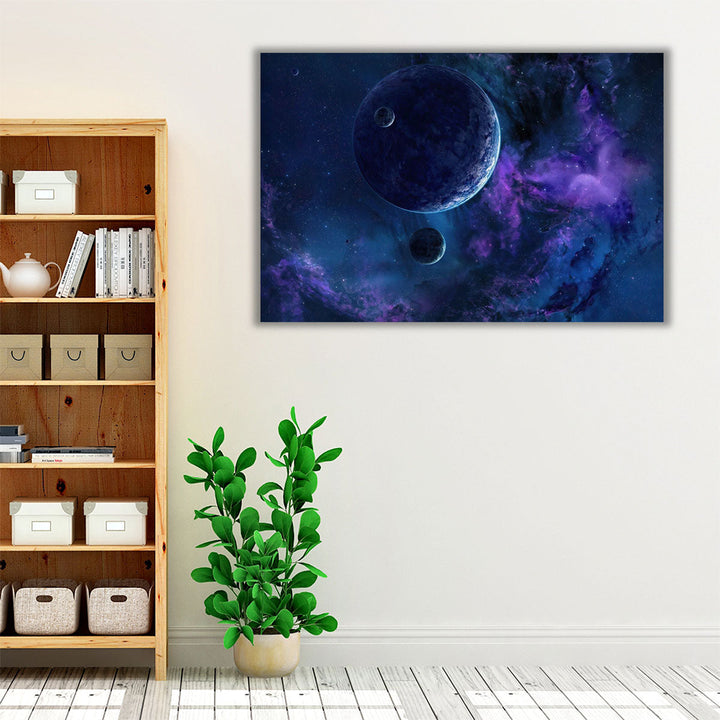 Some Blue And White Planets - Canvas Print Wall Art