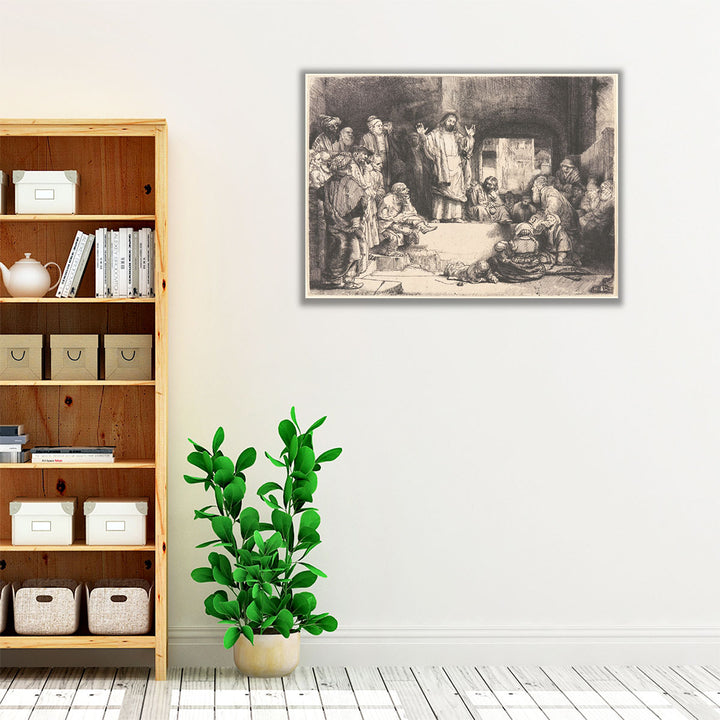 green hallway wrapped canvas wall art