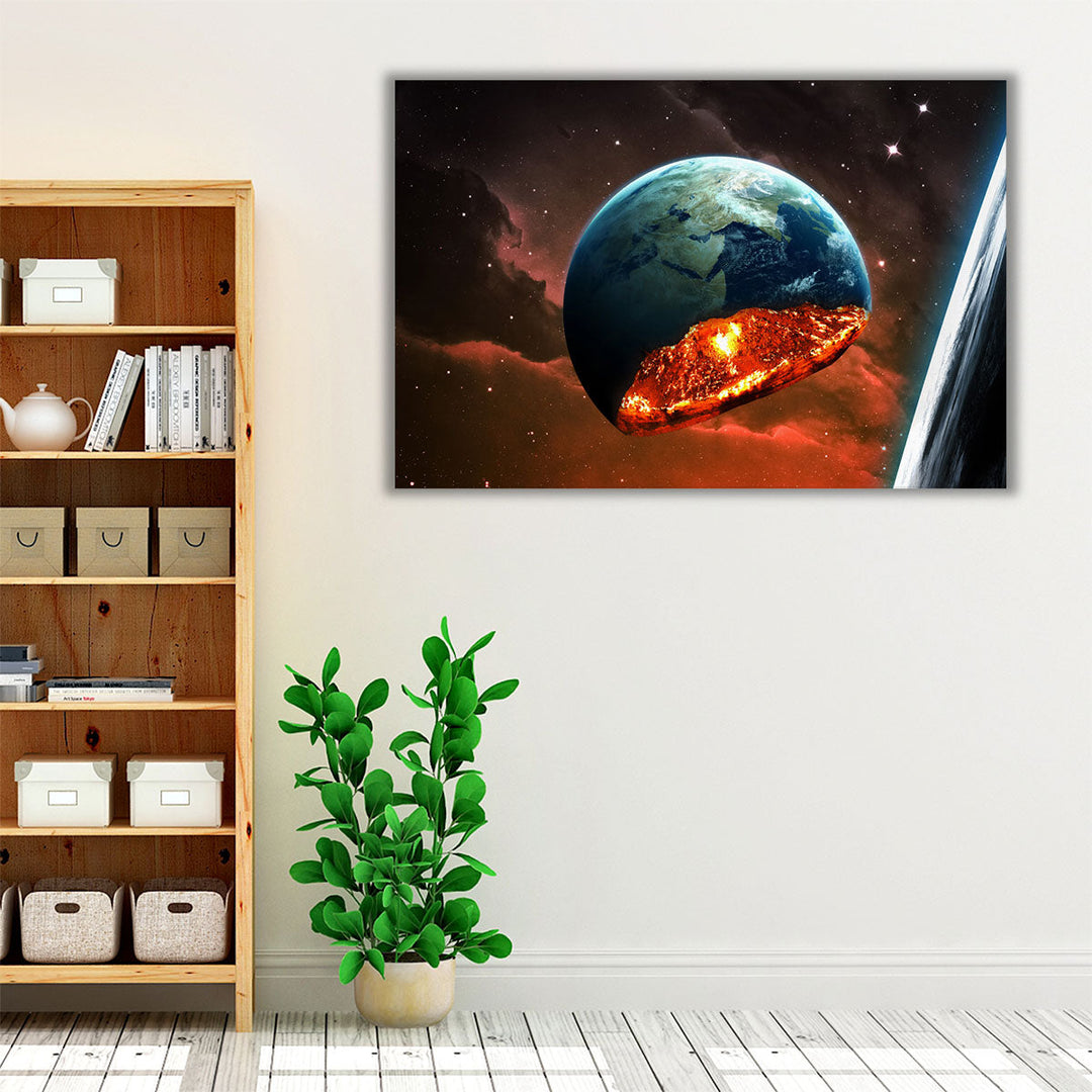 Universe Scene With Crust and Mantle of Earth - Canvas Print Wall Art