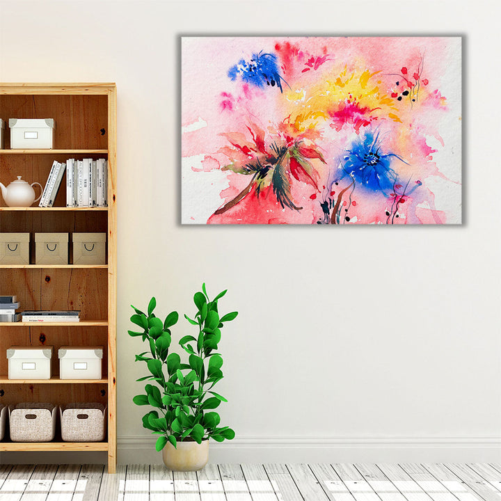 Abstract Watercolor Floral Painting - Canvas Print Wall Art